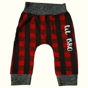 Lil Bro Baby Infant Black Red Plaid Gray Knit Cuffs Waist